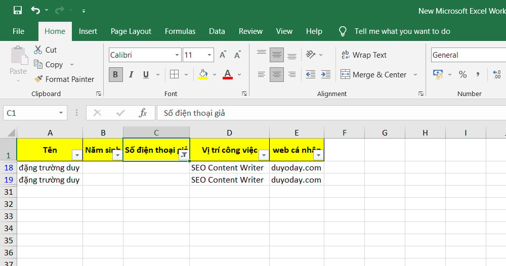 các thủ thuật trong excel