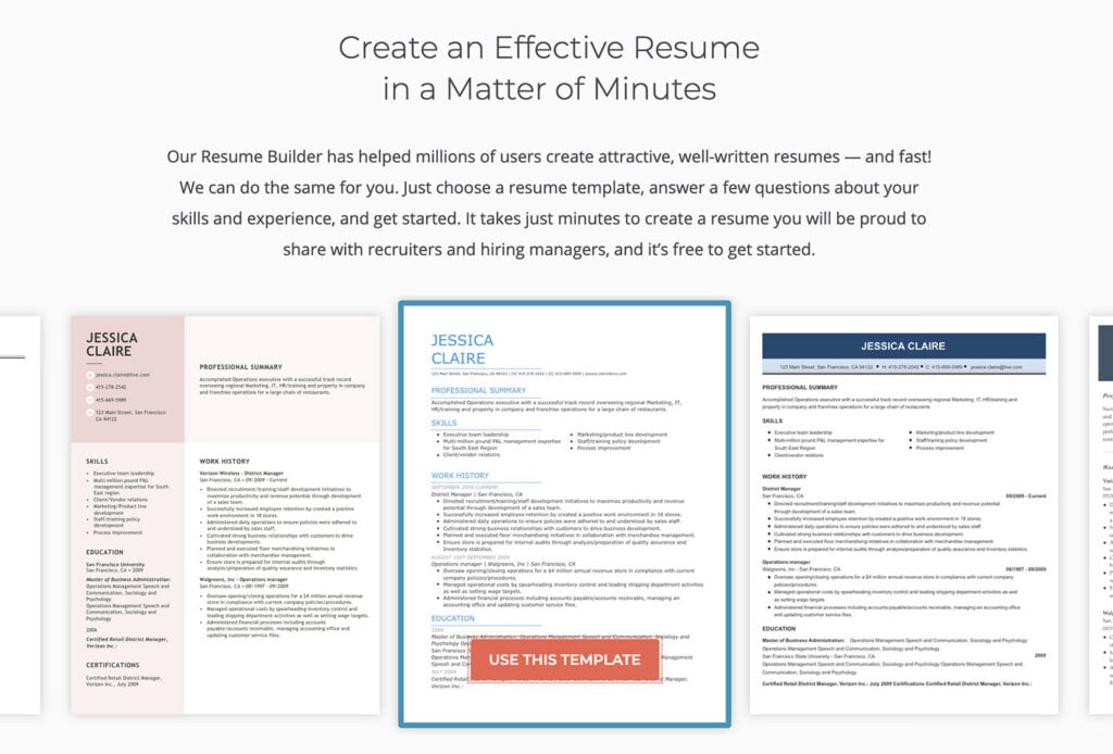 resume builder cv online