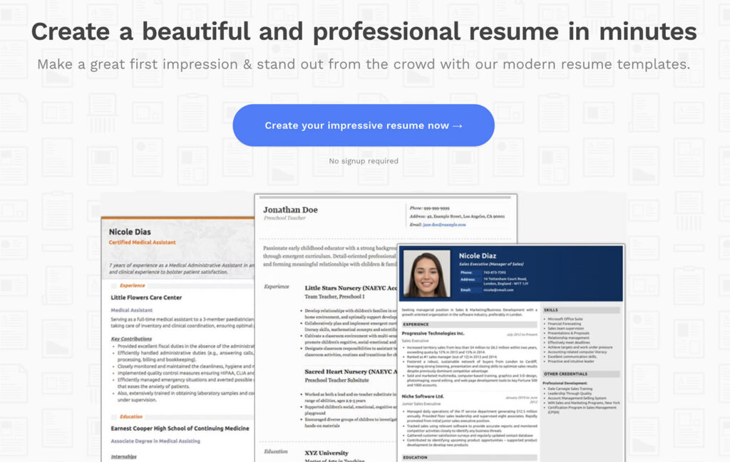 creat your CV  with resumonk