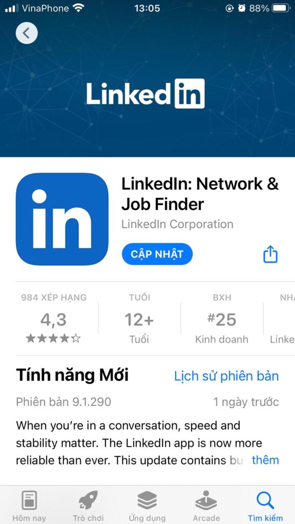 ứng dụng tìm việc làm Linkedin