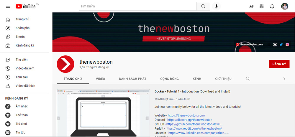 kênh youtube The New Boston 