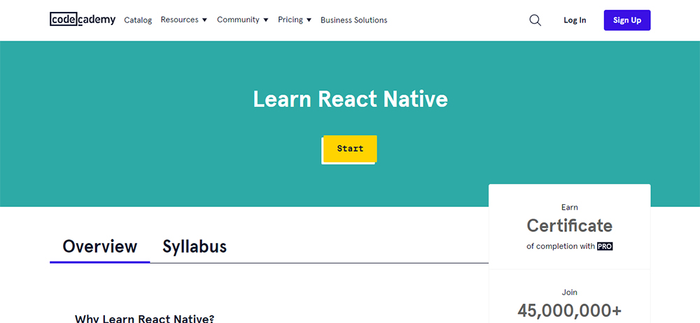 Learn React Native [CodeCademy Best Coures]